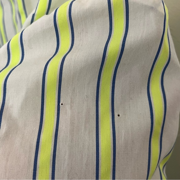 Rochelle Behrens The Shirt Short Sleeve Ruffled Collar Fluorescent Stripe Top - Picture 12 of 12